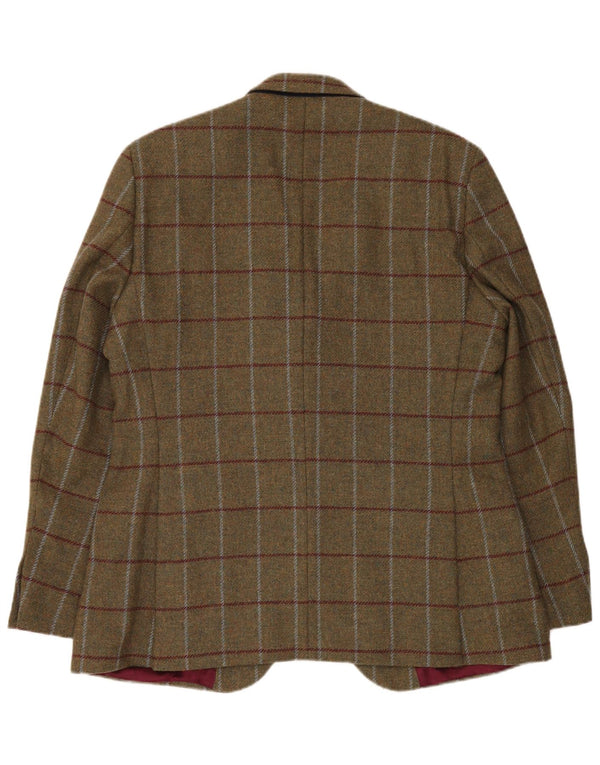 Crew Clothing Herren-Blazer mit 2 Knöpfen, UK 44, 2XL, Khaki, kariert, Wolle
