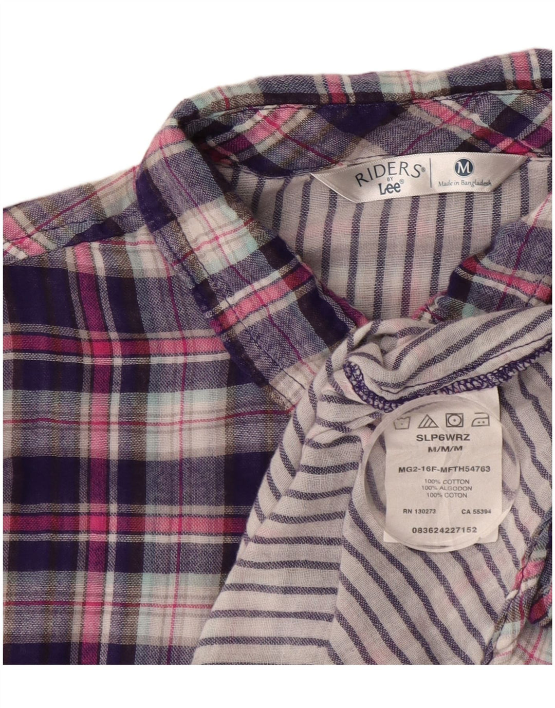 LEE Damen Riders Flanellhemd UK 14 Mittelviolette Karo-Baumwolle