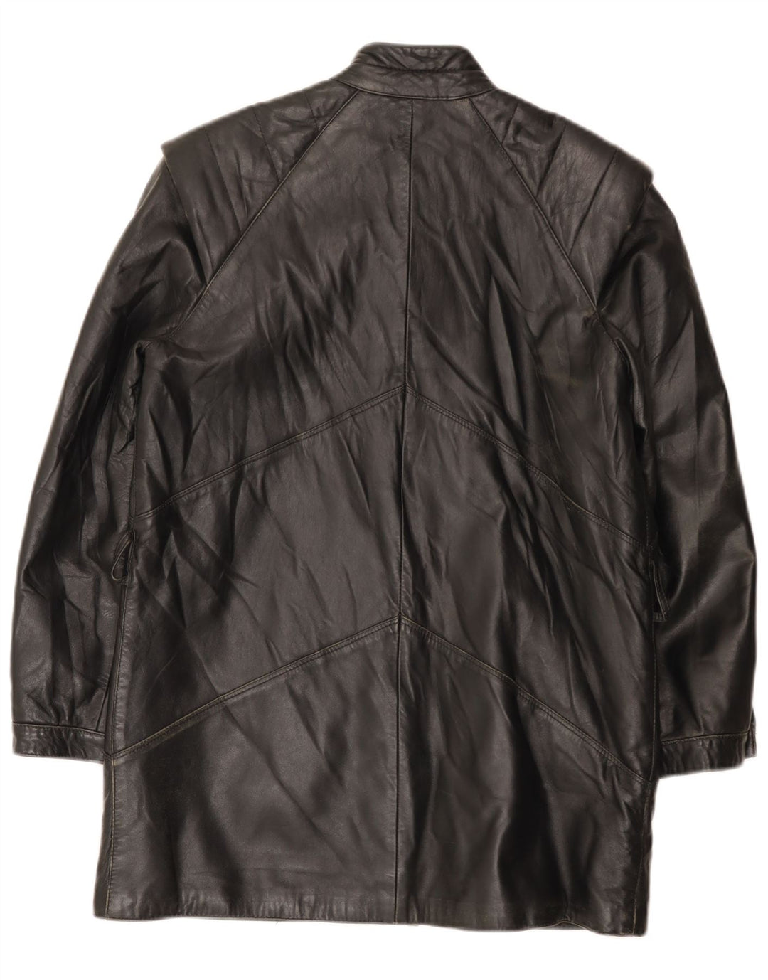 Vintage Damen Ledermantel IT 42 Medium Schwarz
