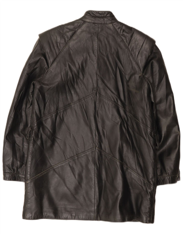 Vintage Damen Ledermantel IT 42 Medium Schwarz