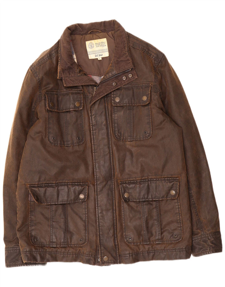 Fat Face Herrenjacke aus gewachster Baumwolle, UK 40, große braune Baumwolle