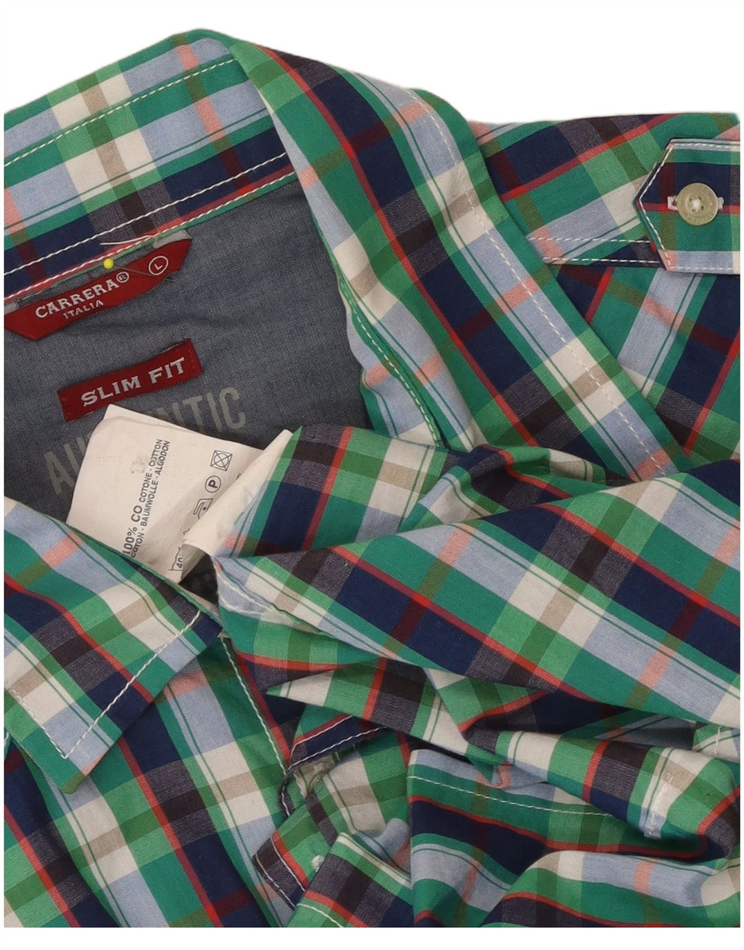 Carrera Herren Slim Fit Kurzarm-Militärhemd, groß, mehrfarbig kariert