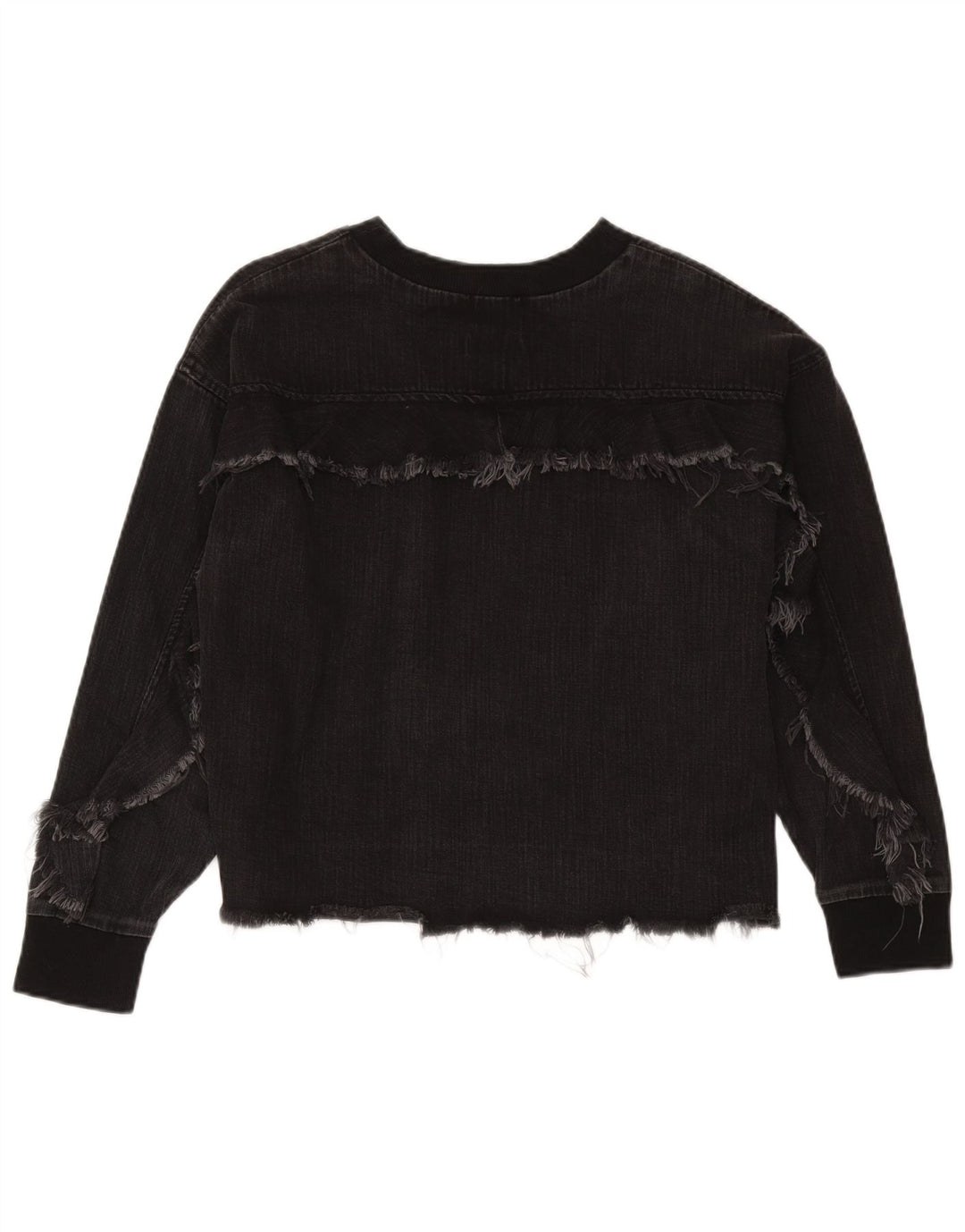 Zara Damen Sweatshirt-Pullover UK 14 Mittelschwarze Baumwolle
