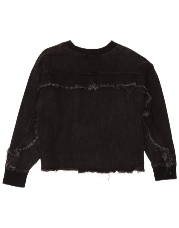 Zara Damen Sweatshirt-Pullover UK 14 Mittelschwarze Baumwolle