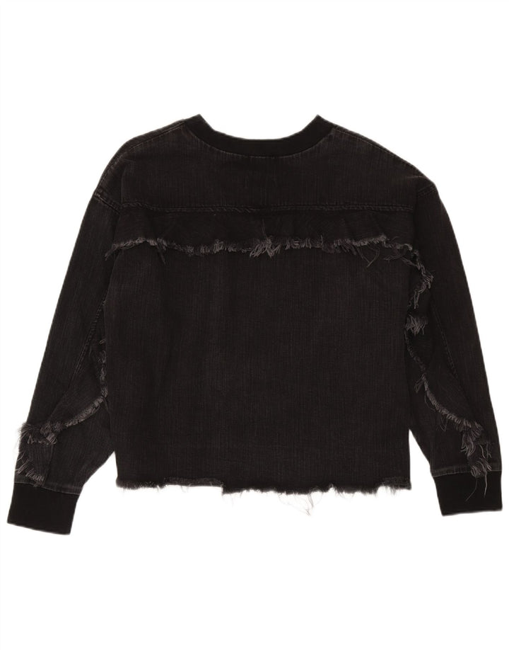Zara Damen Sweatshirt-Pullover UK 14 Mittelschwarze Baumwolle