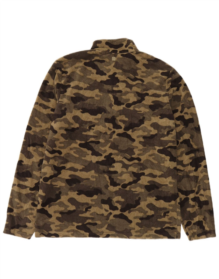 Mountain Warehouse Herren-Fleecepullover mit Reißverschluss am Kragen, Mittelbeige-Tarnung