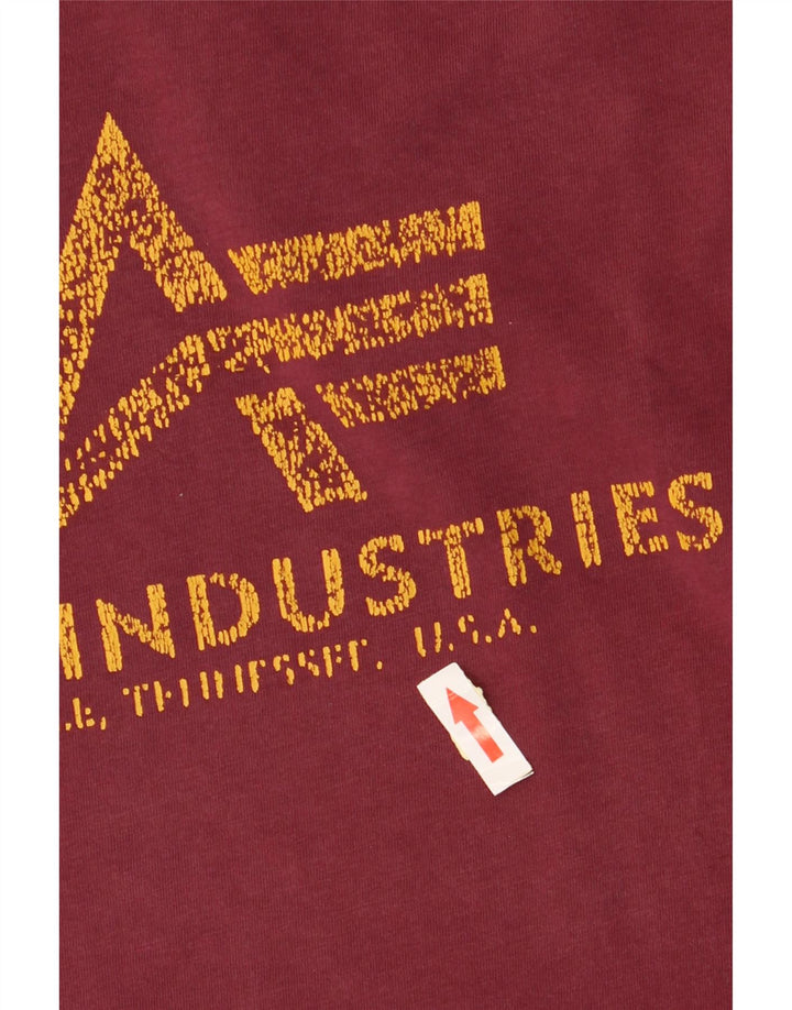 ALPHA INDUSTRIES Damen Grafik-T-Shirt-Oberteil UK 14 Medium Burgund Baumwolle