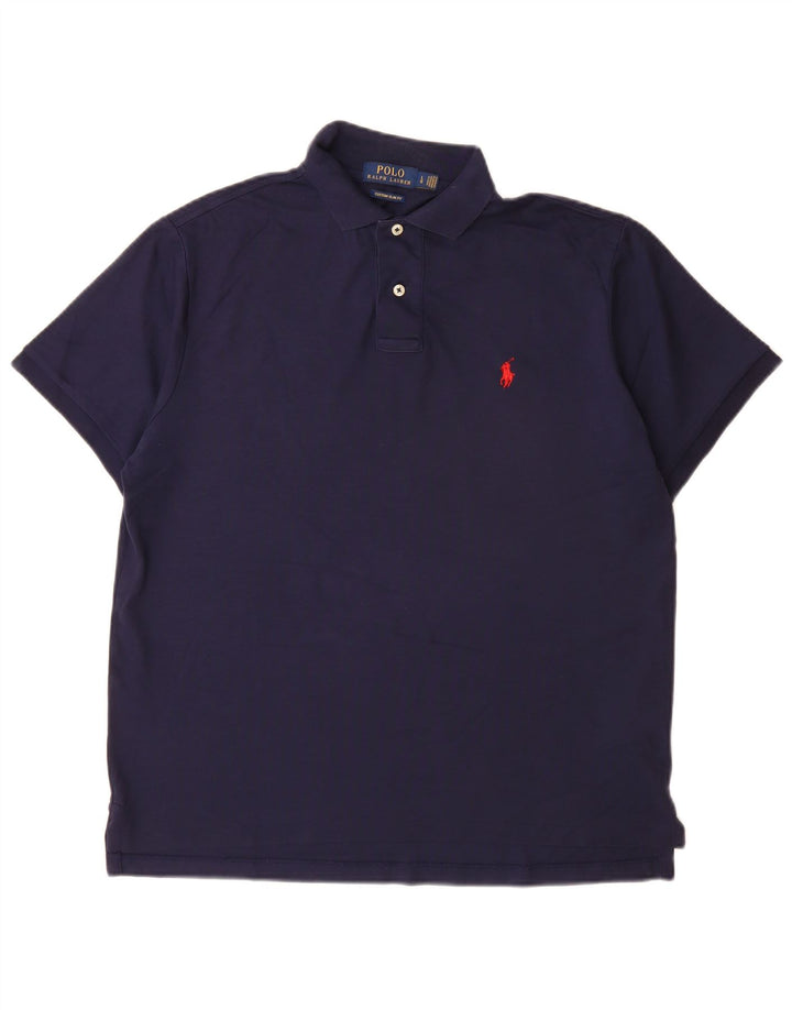 POLO RALPH LAUREN Herren-Poloshirt mit schmaler Passform, groß, marineblau, Baumwolle