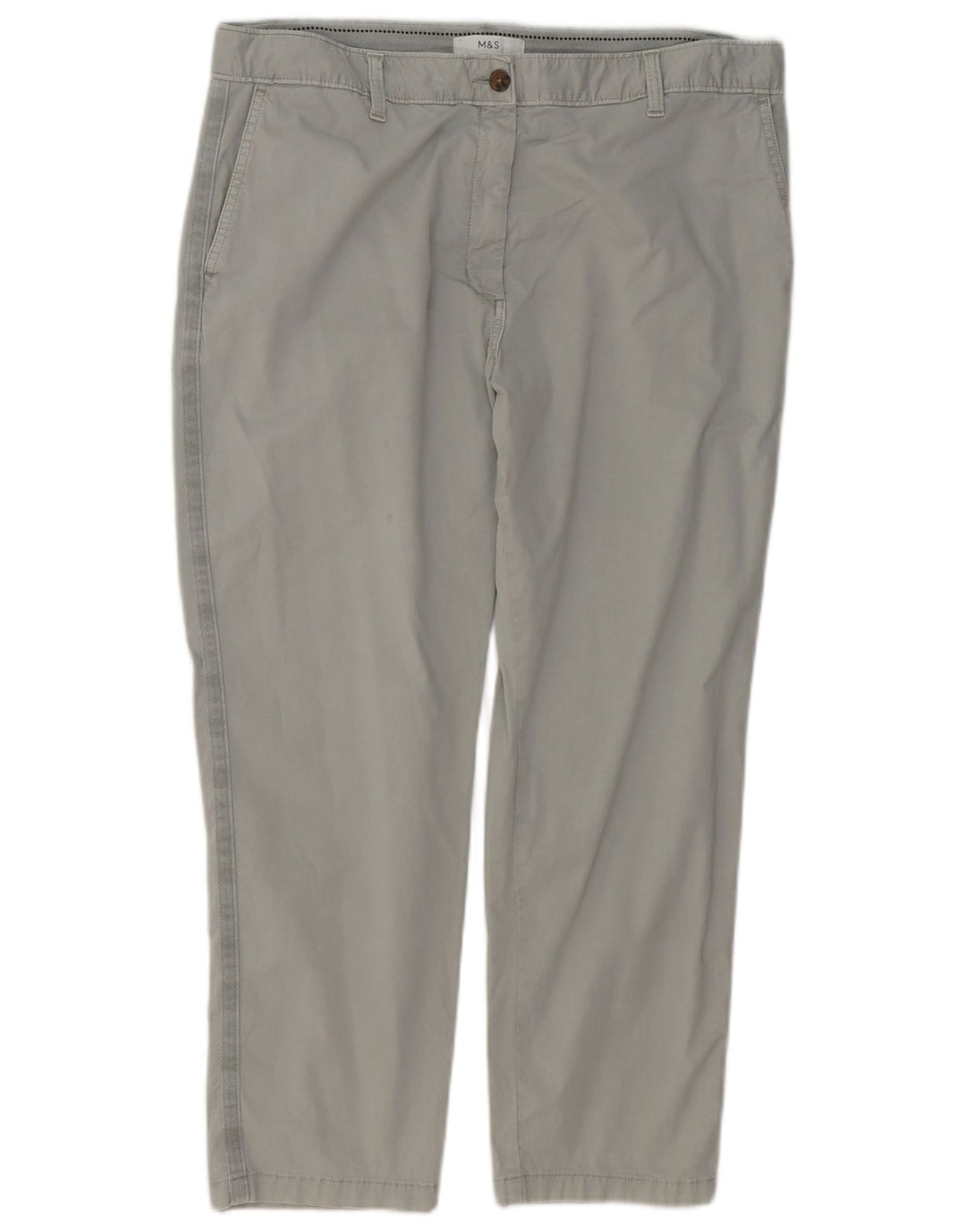 Marks & Spencer Damen-Hose, kurz geschnitten, UK 46, Größe L, W36, L26, Grau, Baumwolle