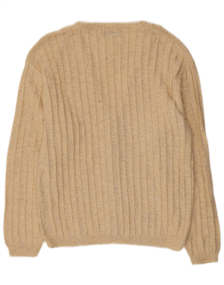 Vintage Herren Cardigan Pullover Mittelbeige Baumwolle