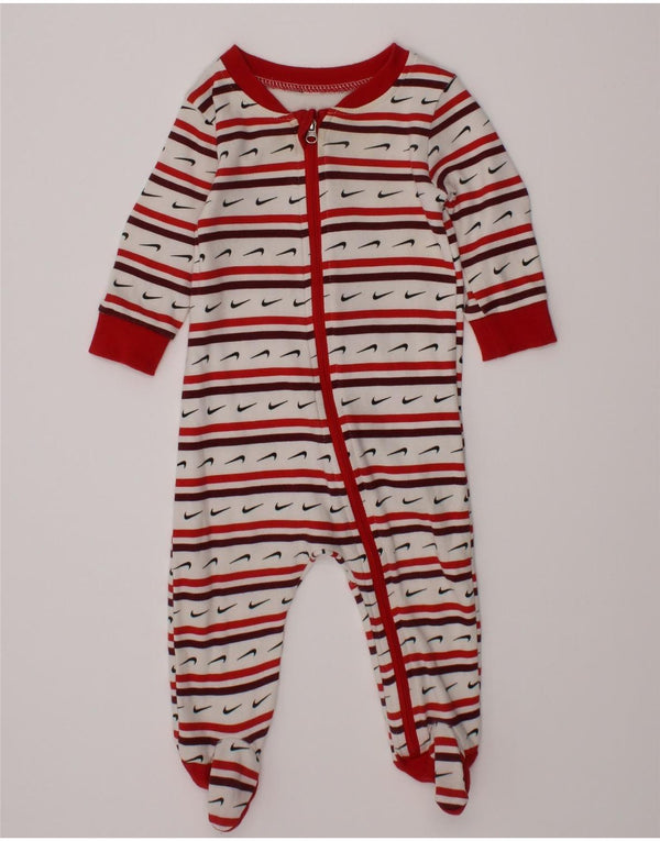 Nike Baby-Mädchen-Overall mit Grafik, 3–6 Monate, weiß gestreift, Baumwolle