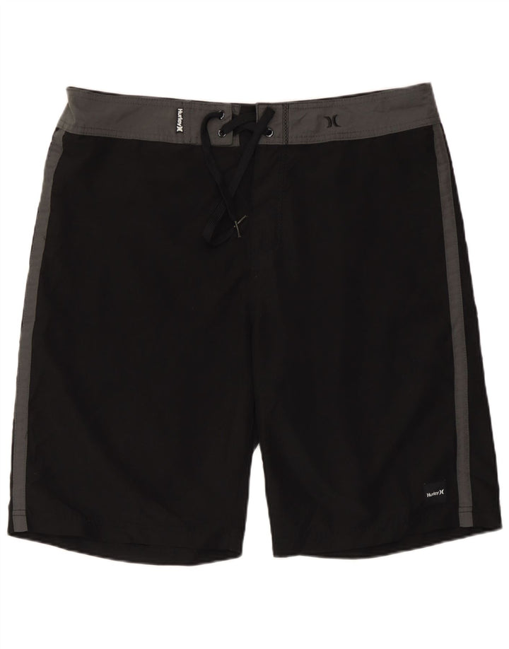Hurley Herren-Badeshorts, groß, schwarzes Farbblock-Polyester