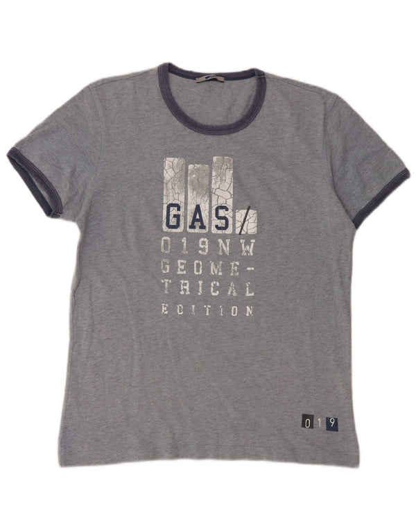 Gas Damen Grafik T-Shirt Top UK 14 Mittelgrau