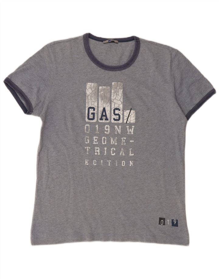 Gas Damen Grafik T-Shirt Top UK 14 Mittelgrau
