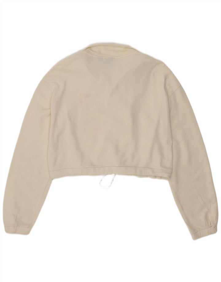Vans Damen-Sweatshirt, übergroß, kurz geschnitten, mit Reißverschluss, Gr. 10, Größe S, gebrochenes Weiß