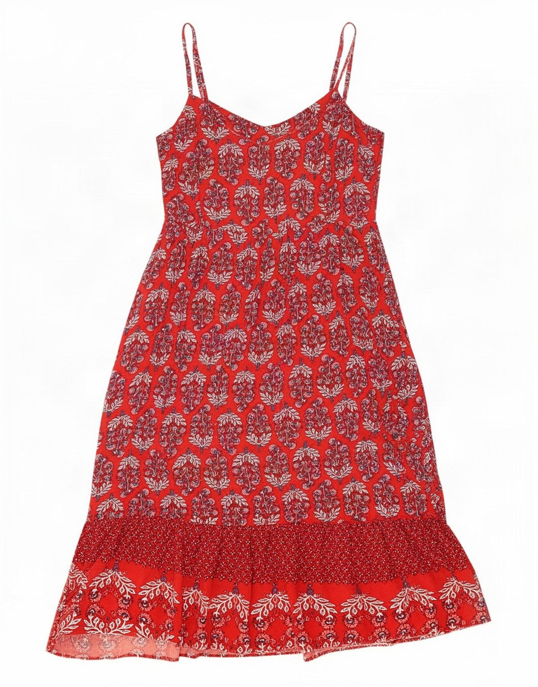 Marks & Spencer Damen-Sommerkleid, UK 14, Mittelrot, Blumen-Viskose