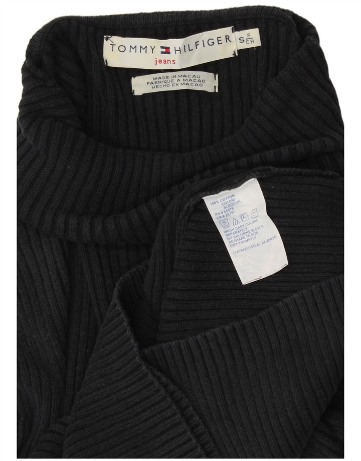 TOMMY HILFIGER Damen Rollkragenpullover Pullover UK 8 Small Schwarze Baumwolle