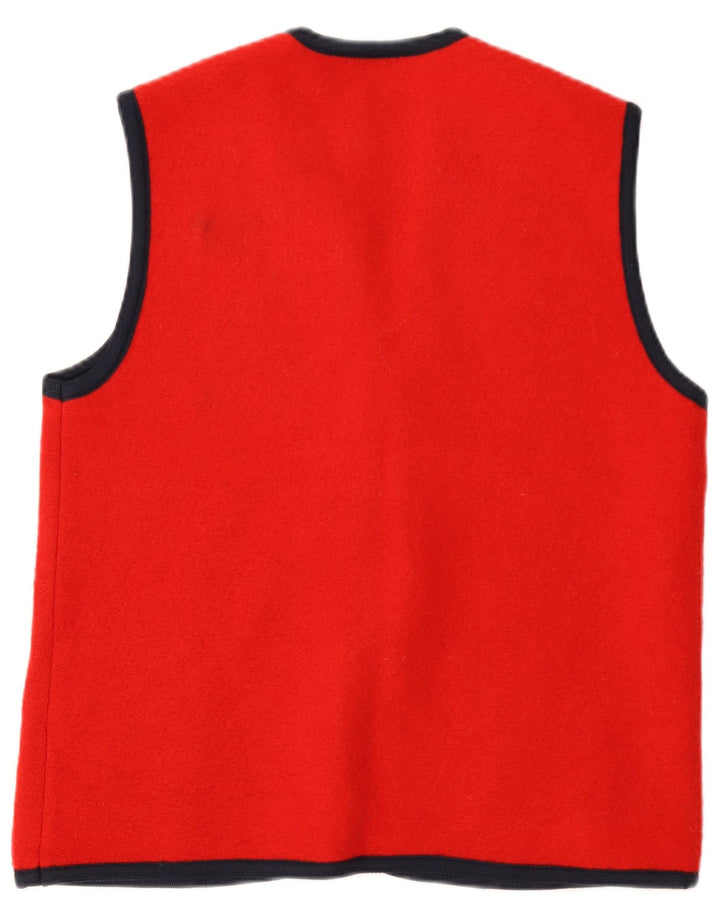 VINTAGE Ärmelloser Damen-Cardigan-Pullover UK 14 Mittelrot