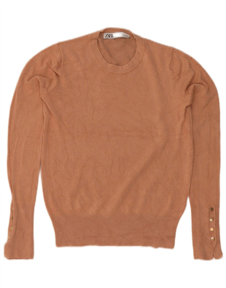Zara Damen-Pullover mit Rundhalsausschnitt, Gr. 8, Braun