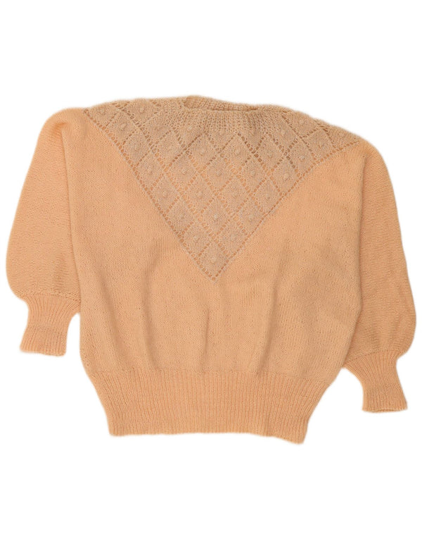 Vintage Damen Pullover mit Rundhalsausschnitt UK 18 XL Beige Argyle/Diamant