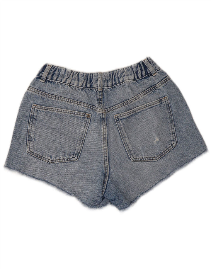 ZARA Mädchen-Jeansshorts im Used-Look mit hoher Taille, 13–14 Jahre, W28, Blau