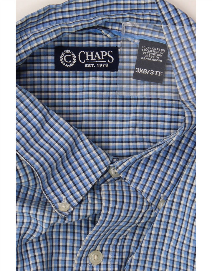 Chaps Herrenhemd 3XL, blaue Gingham-Baumwolle