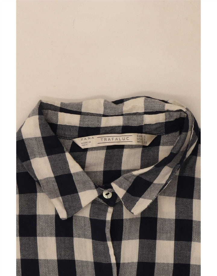 Zara Damen Trafaluc Übergroßes Hemd UK 10 Small Marineblau Gingham