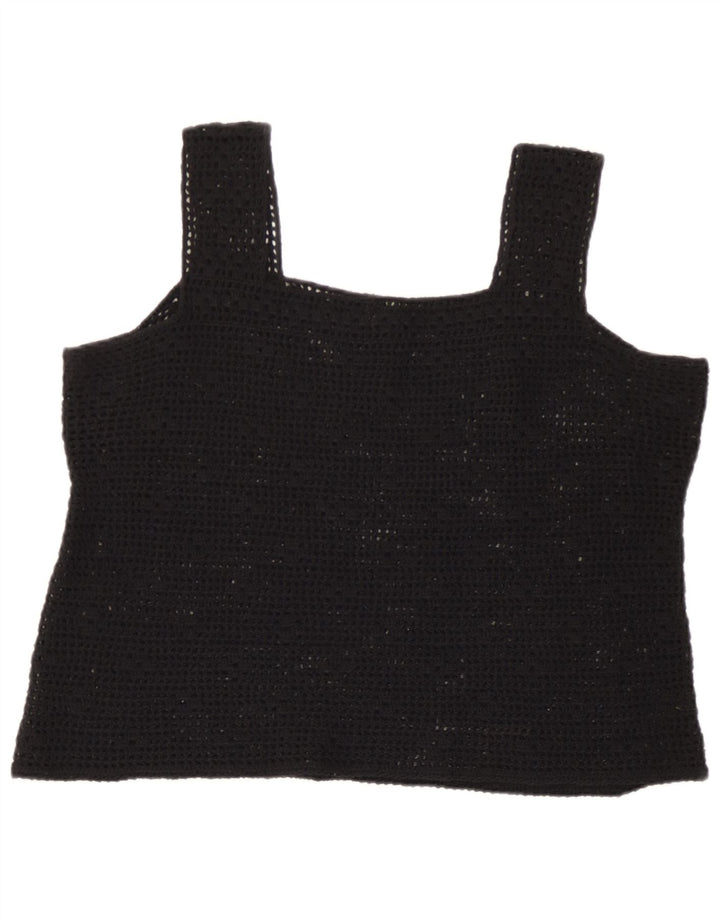 Vintage Damen Häkel-Cami-Top UK 14 Large Schwarz