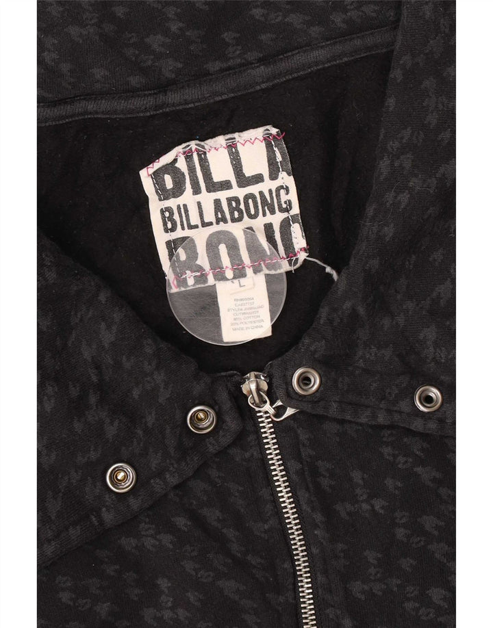 Billabong Damen-Trainingsanzug-Top-Jacke, UK-Größe 44, Größe L, graue Baumwolle mit Hahnentrittmuster