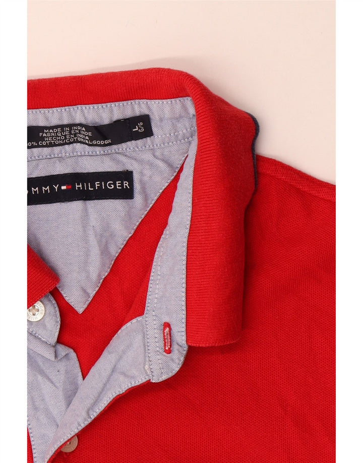 Tommy Hilfiger Herren-Poloshirt, große rote Baumwolle