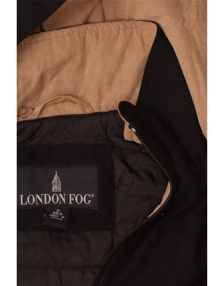 London Fog Damen-Windbreaker-Mantel mit Kapuze, Gr. 10, Größe S, Schwarz, Polyester