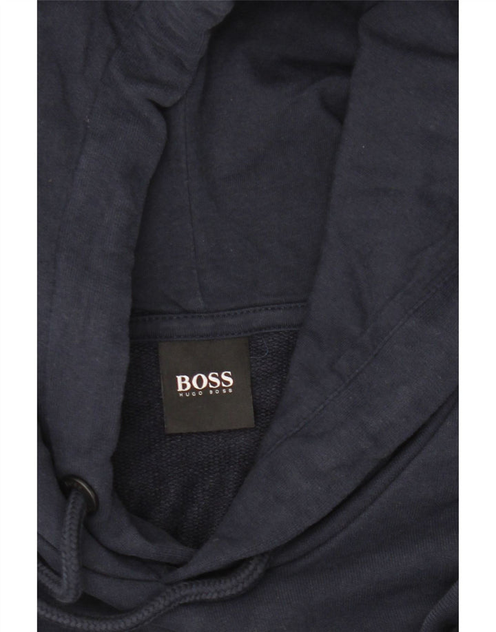 Hugo Boss Herren-Kapuzenpullover mit Grafik, mittelmarineblaue Baumwolle
