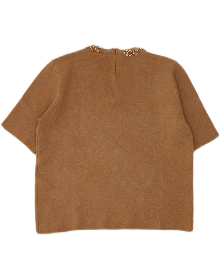 ZARA Womens Oversized Crop Crew Neck Jumper Sweater UK 10 Small Brown Vintage Zara and Second-Hand Zara from Messina Hembry 