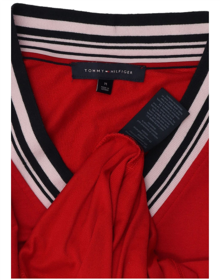 TOMMY HILFIGER Damen Top Langarm UK 14 Mittelrote Viskose