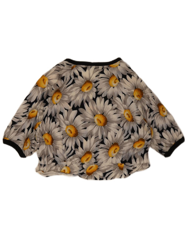 Vintage Damen Crop Top UK 12 Medium Marineblau Blumen