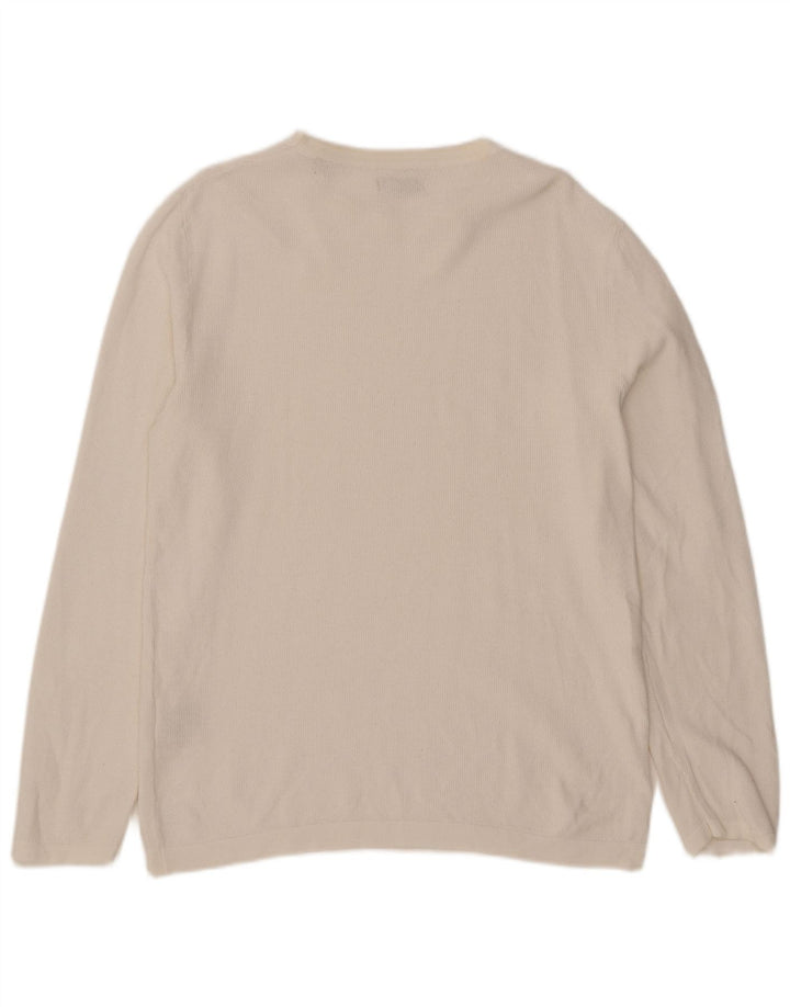 Jack & Jones Herren-Pullover mit Rundhalsausschnitt, Größe L, aus weißer Baumwolle