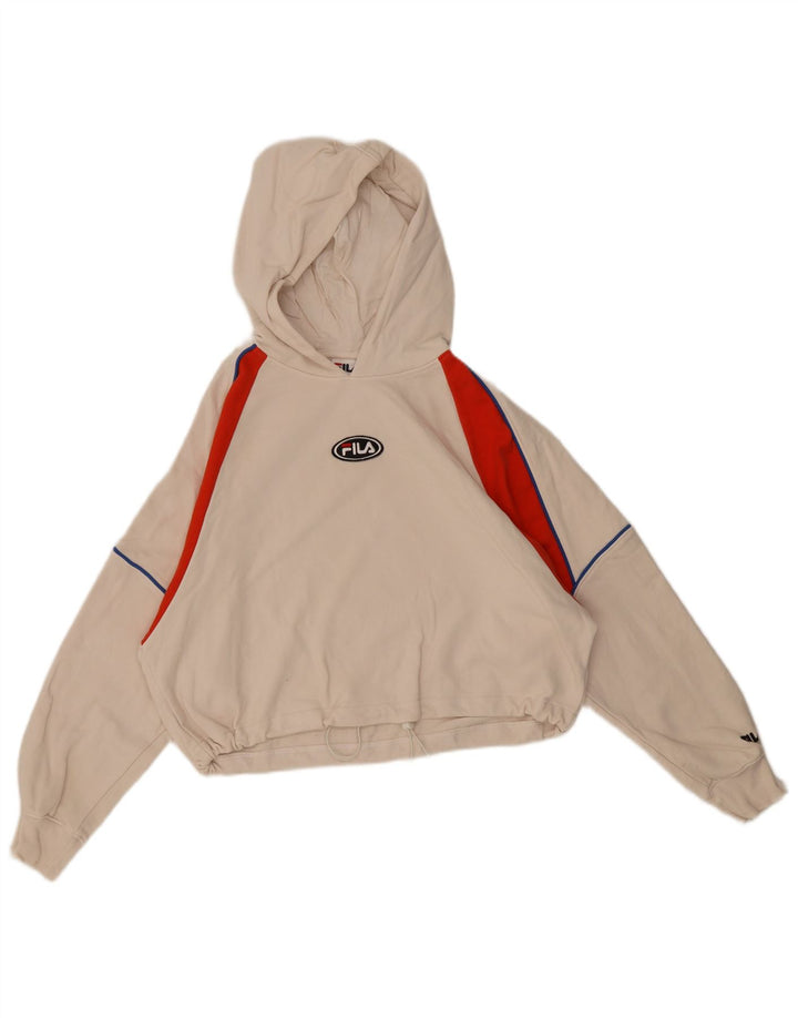 Fila Womens Crop Oversized Hoodie Pullover EU 36 Small Weiß Farbblock