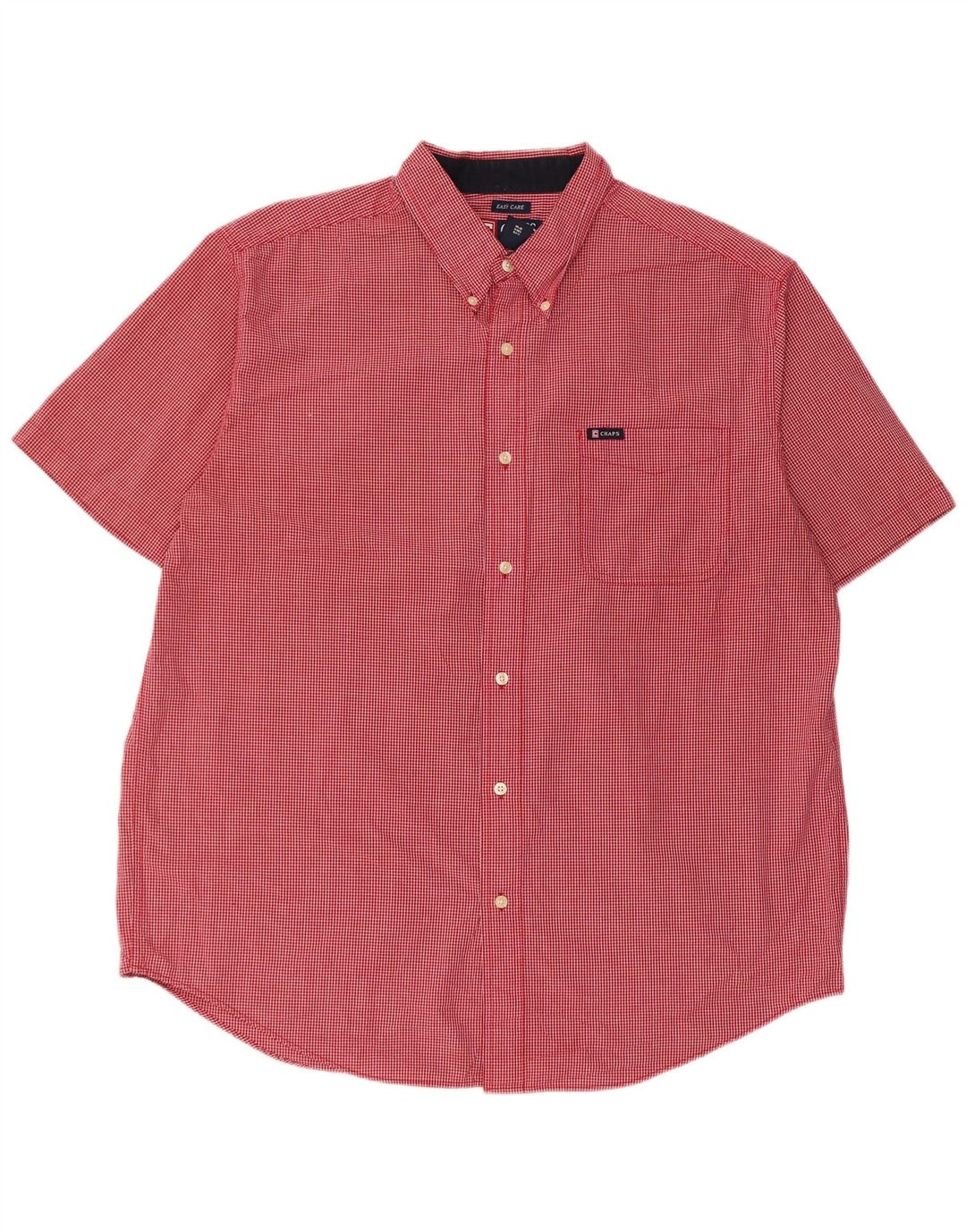 Chaps Herren-Kurzarmhemd XL aus roter Gingham-Baumwolle
