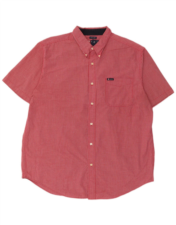 Chaps Herren-Kurzarmhemd XL aus roter Gingham-Baumwolle