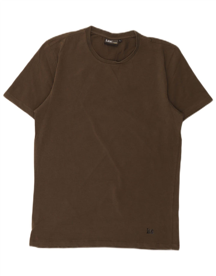 Lee Damen T-Shirt Top UK 14 Large Khaki
