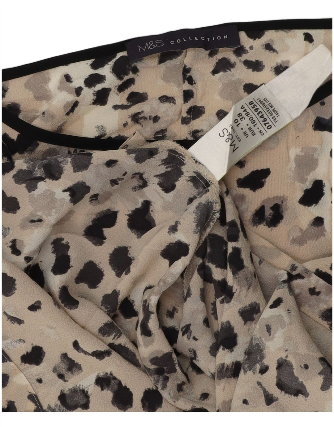 Marks & Spencer Damen-Blusenoberteil in Übergröße, Gr. 10, Größe S, Beige gefleckt