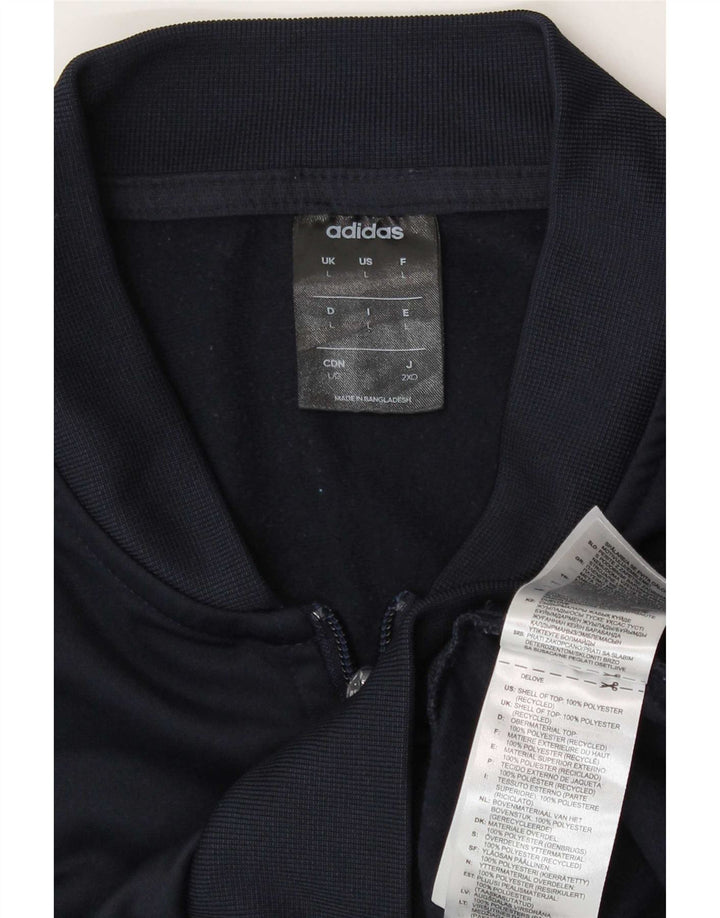 Adidas Herren-Trainingsanzug-Oberteil, große Jacke aus marineblauem Polyester