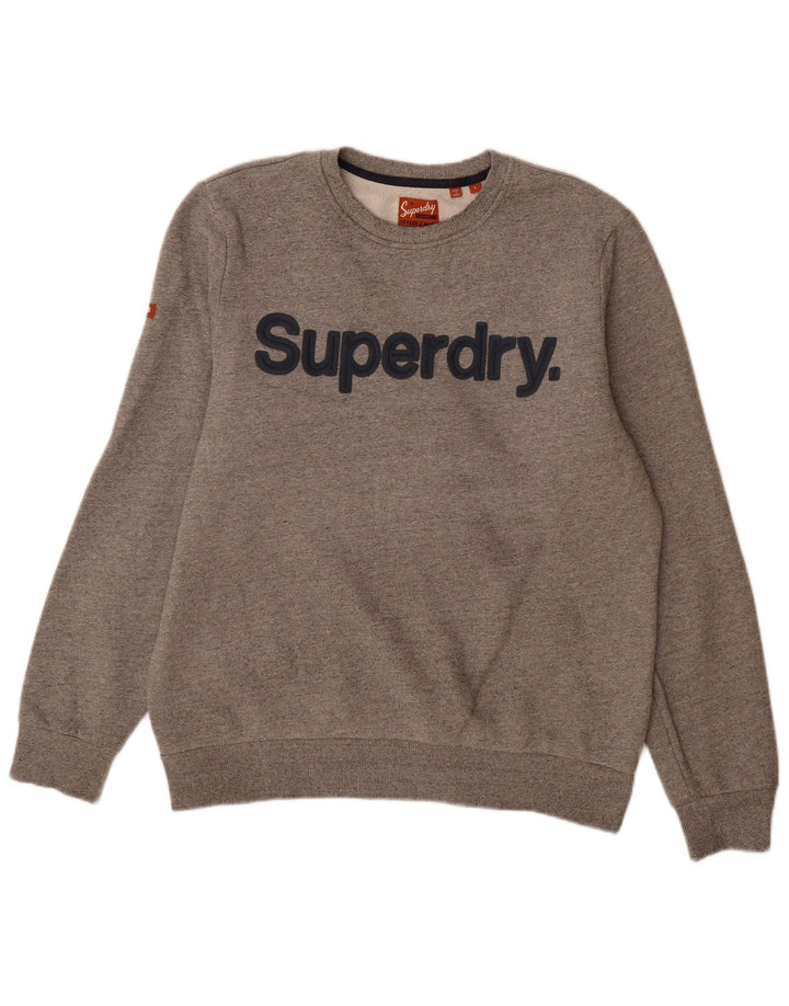 Superdry Herren-Sweatshirt mit grafischem Muster, groß, grau gesprenkelte Baumwolle