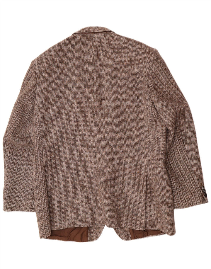 St Michael Herren-Blazer mit 2 Knöpfen, UK 38, mittelbraune Wolle mit Fischgrätenmuster
