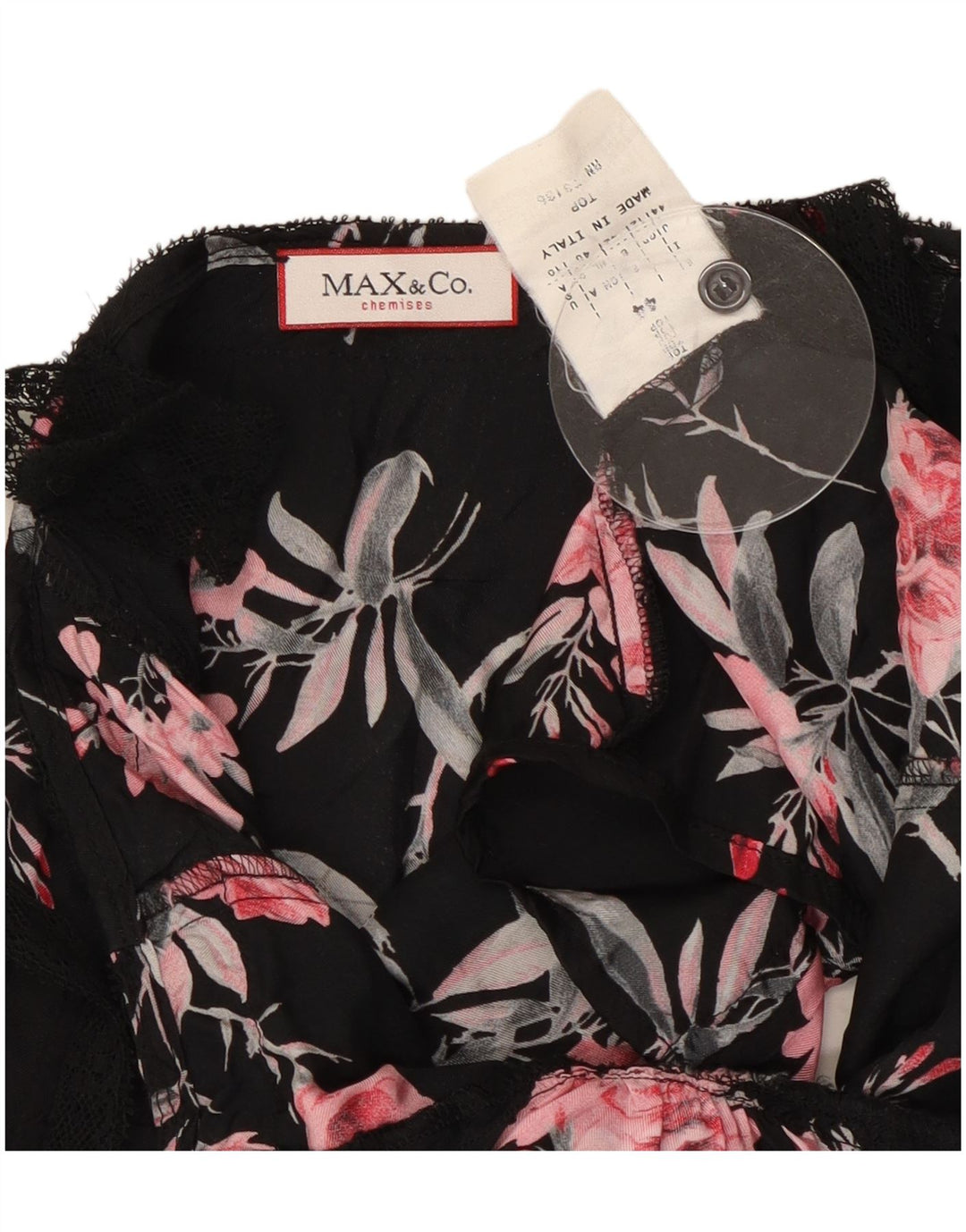 Max & Co. Damen Korsett-Oberteil UK 12 Mittelschwarz geblümt
