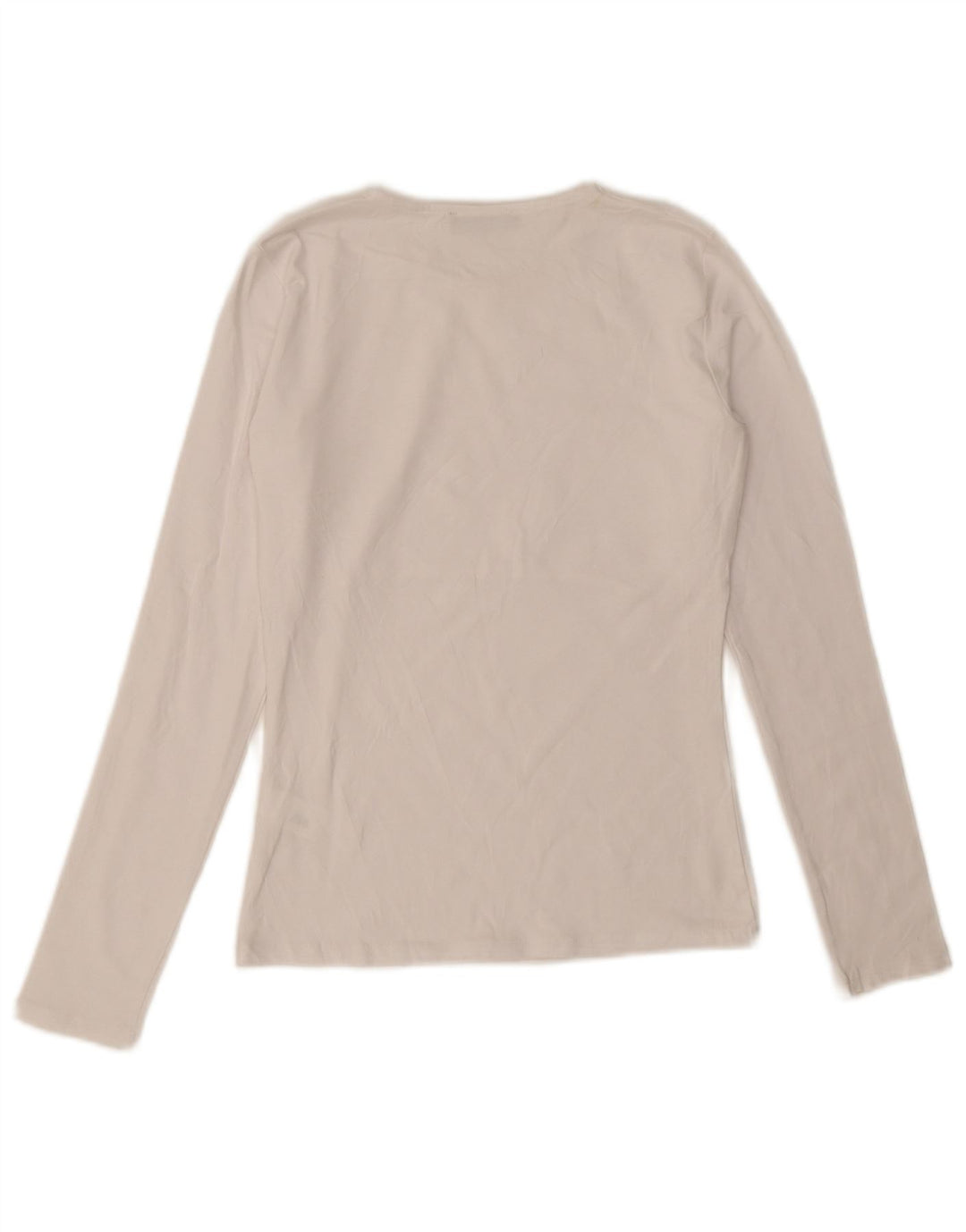 Zara Damen Top Langarm UK 12 Mittelweiße Baumwolle