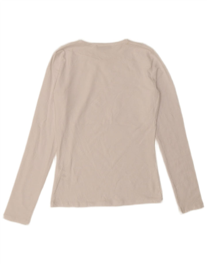 Zara Damen Top Langarm UK 12 Mittelweiße Baumwolle