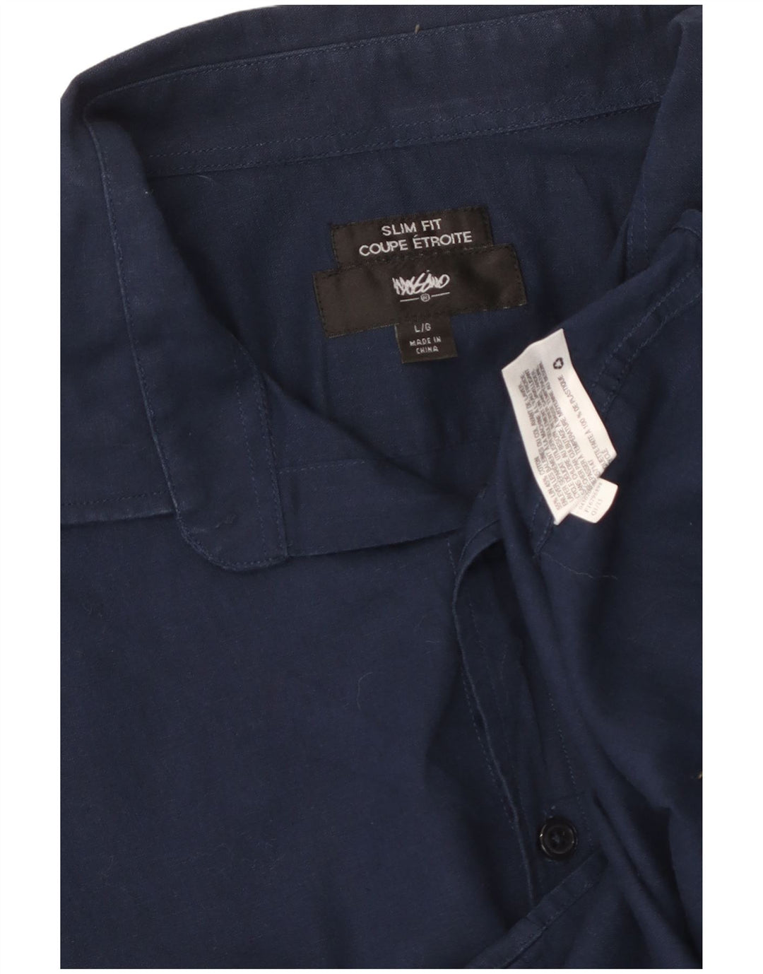 Mossimo Herren-Slim-Fit-Hemd, groß, marineblaues Leinen
