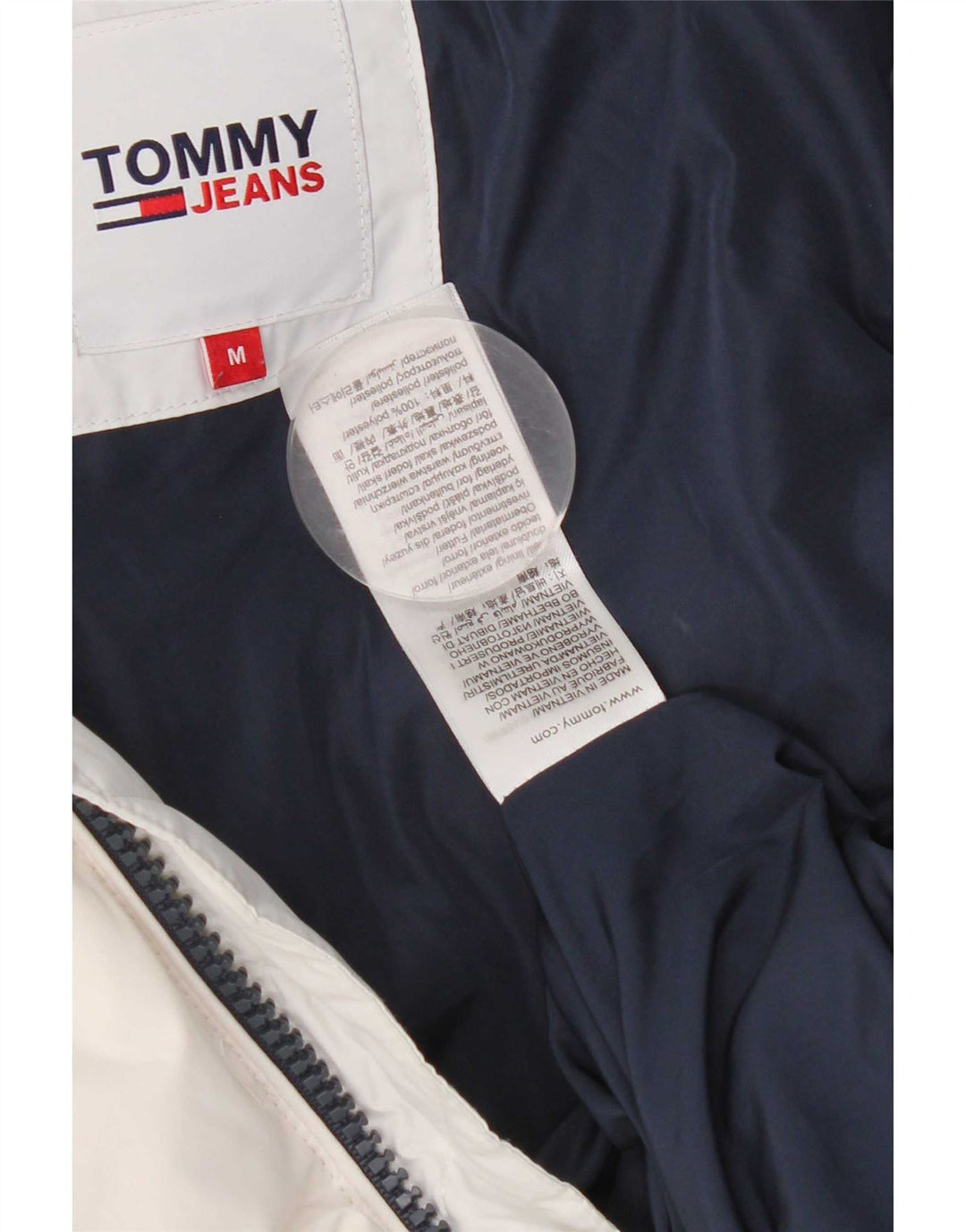 Tommy Hilfiger Herren-Jacke mit Kapuze, gepolstert, UK 38, Mittelweiß, Polyester