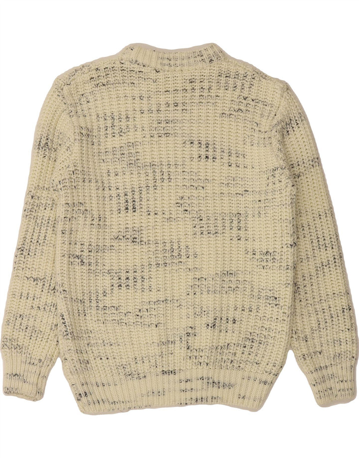 VINTAGE Mens Crew Neck Jumper Sweater Medium Off White Flecked Acrylic Vintage Vintage and Second-Hand Vintage from Messina Hembry 